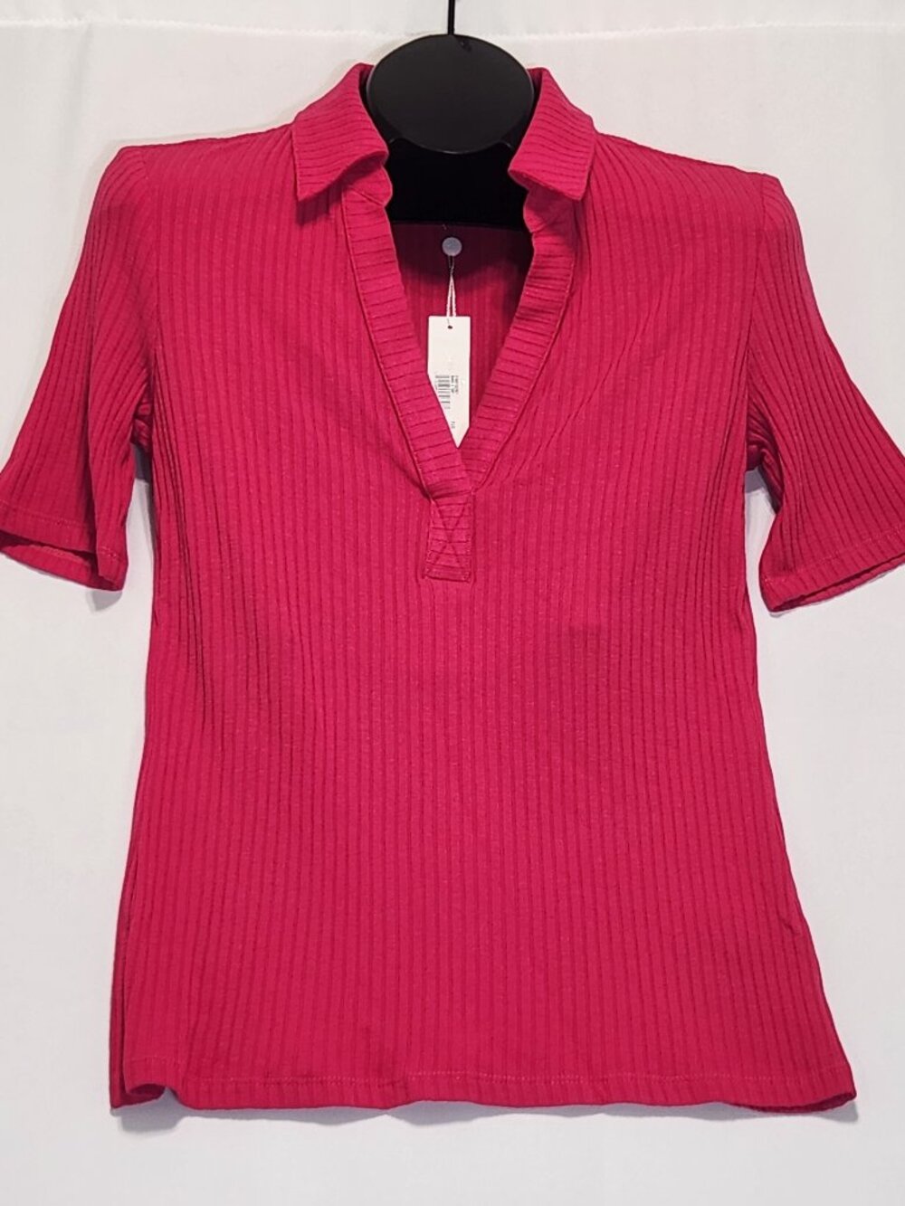 Trina Turk Fuchsia Nishi 2 Ribbed Polo Top M NWT